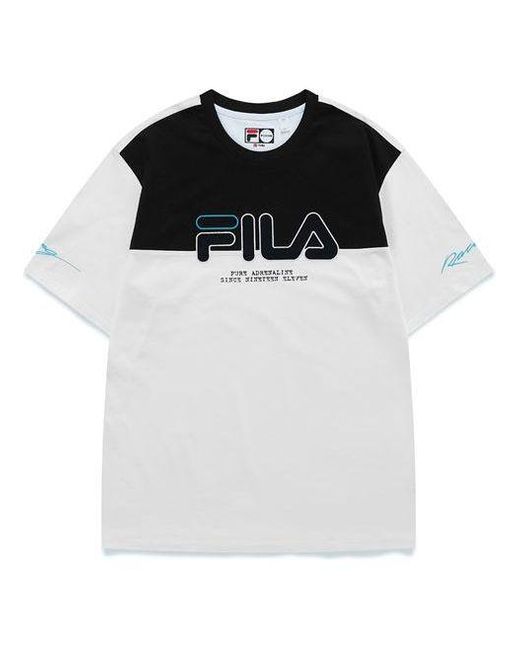 FILA FUSION Black Logo Embroidered Contrasting Colors Sports Short Sleeve for men