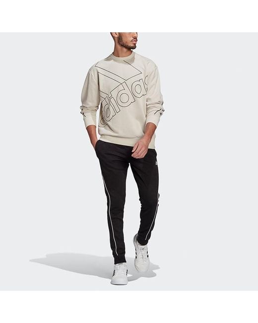Adidas Natural U Favs Q1 Swt Logo Printing Sports Pullover Round Neck Bauxite for men