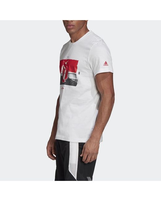 Adidas White Pattern Printing Short Sleeve for men