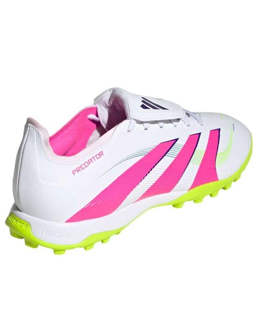 Adidas White Predator League Fold-Over Tongue Turf 'Lucid Lucid Lemon' for men