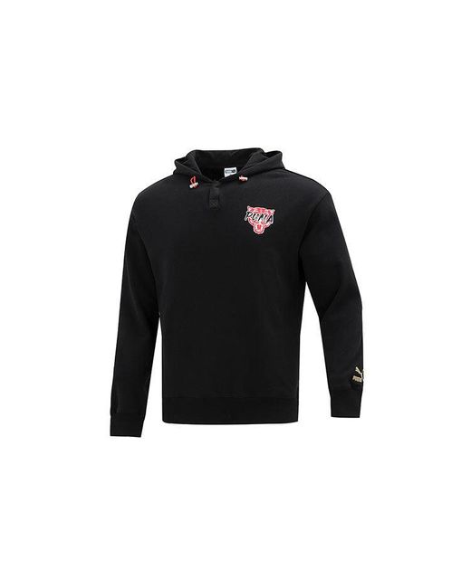 PUMA Black Logo Printing Round-Neck Sweatshirt for men