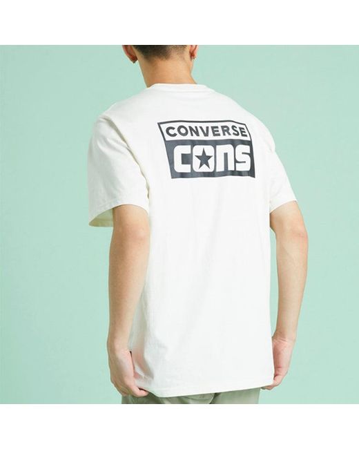 Converse White Alphabet Logo Printing Retro Casual Short Sleeve Cream for men