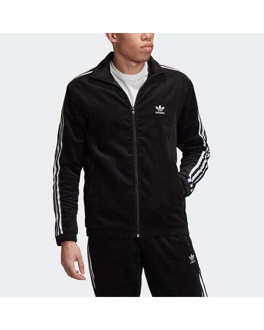 Adidas Black Originals Cord Corduroy Zipper Jacket for men