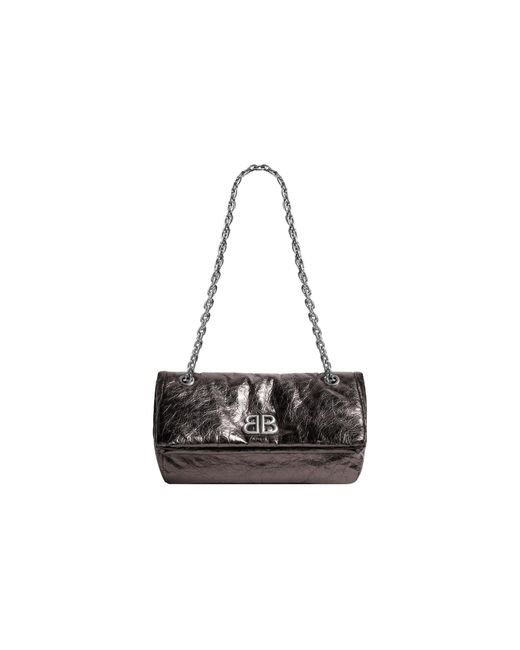 Balenciaga Black (Wmns) Monaco Small Chain Bag Metallized 'Dark'