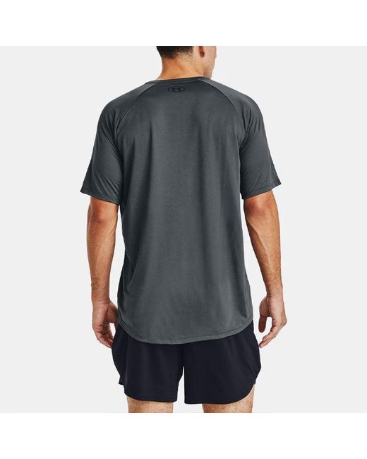 Under Armour Gray Tech Triple Logo Printing Sports Round Neck Short Sleeve for men