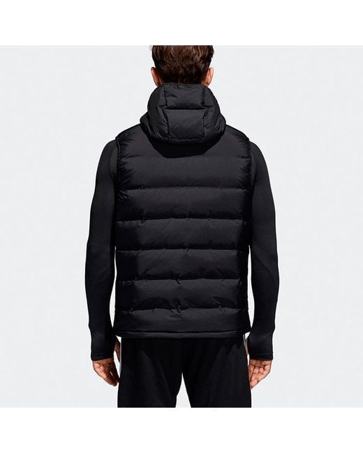 Adidas Blue Helionic Hooded Down Vest for men