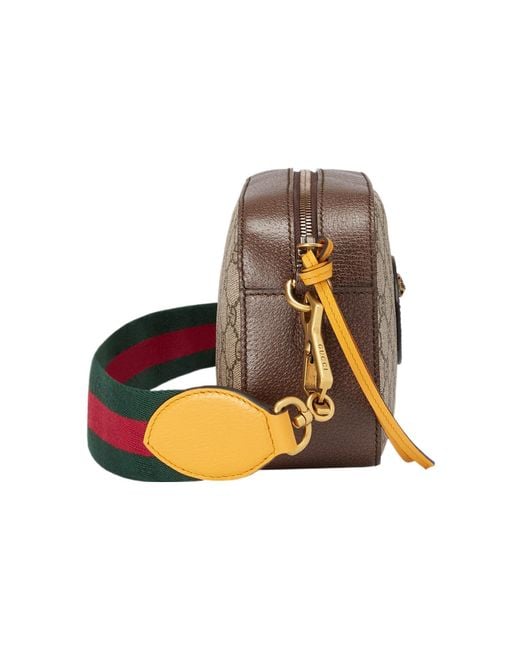 Gucci Brown Neo Vintage Metallic Tiger Head Logo Stripe Messenger Bag
