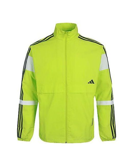 Adidas Green Stand Collar Woven Colorblock Jacket for men