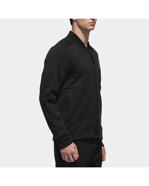 Adidas Black Solid Color Casual Sports Knit Zipper Jacket for men