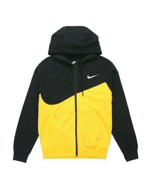 Nike Yellow Colorblock Knit Hooded Jacket for men