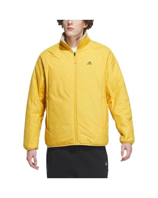 Adidas Yellow Sherpa Reversible Padded Jacket for men