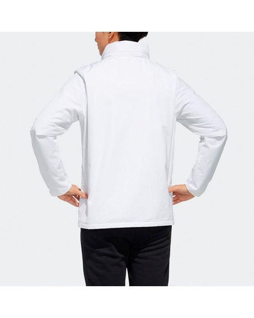 Adidas White Neo M Faves Wint Wb Printing Logo Stand Collar Windbreaker Jacket for men