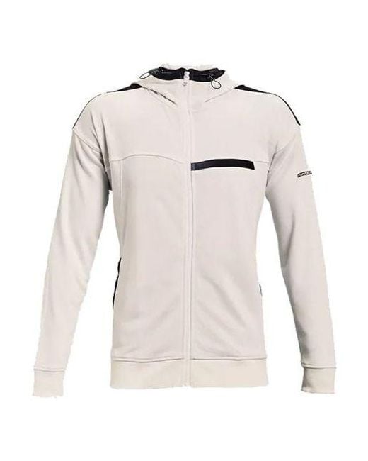 Under Armour Gray Rival Terry Amp Casual Sports Zipper Hooded Jacket for men