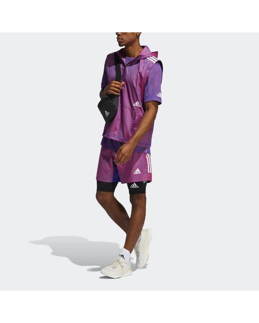 Adidas Purple Primeblue Short Contrasting Colors Training Sports Shorts Metallic for men