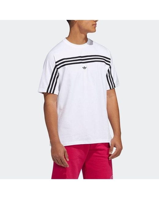 Adidas Black Originals 3-Stripe Tee Stripe Logo Embroidered Short Sleeve for men