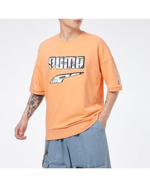 PUMA Orange Logo Essentials T-Shirt for men