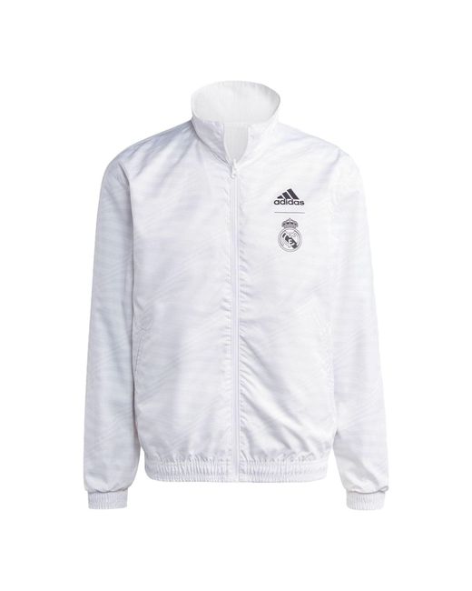 Adidas White Real Madrid Anthem Reversible Jacket for men