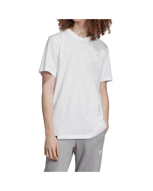 Adidas White Originals Embroidered Shoe Printing Short Sleeve for men