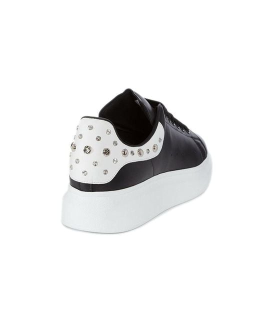 McQueen Black Oversized Studded Leather Sneakers for men