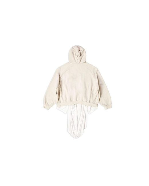 Balenciaga White Xxxl Patched T-Shirt Hoodie Oversized 'Ecru' for men