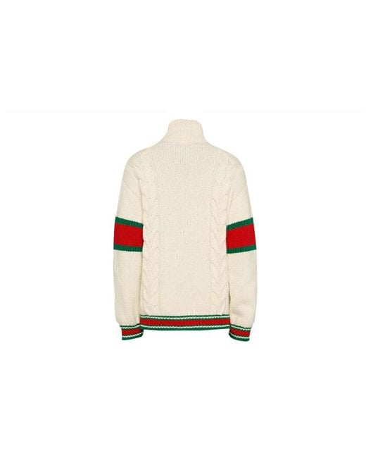 Gucci Natural Cable Knit Bomber Jacket for men