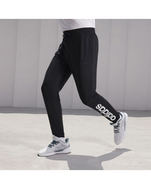 Adidas Black M Lin Sj Te Pt Logo Printing Sports Training Cone Long Pants for men