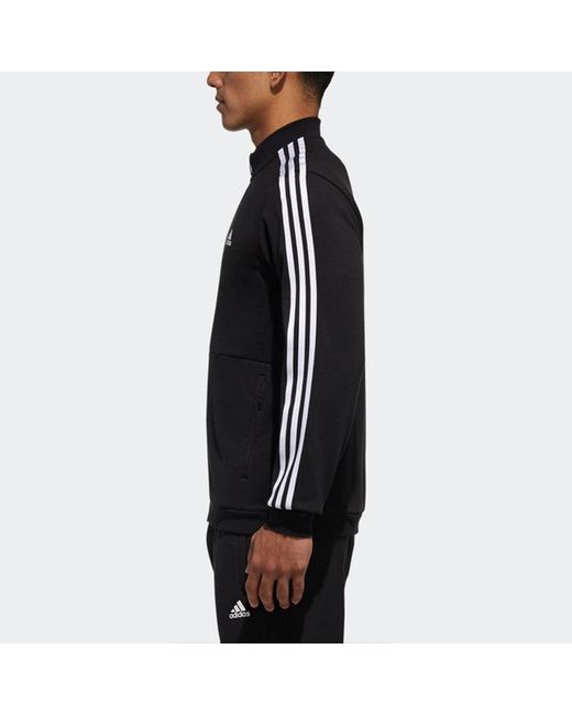 Adidas Black Cm Tt Ft 3S Sports Stylish Knit Stand Collar Jacket for men