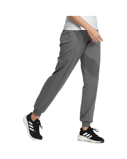 Adidas Gray Solid Color Logo Embroidered Pants for men