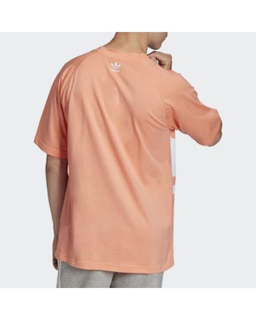 Adidas Orange Originals Big Trefoil Boxy Tee Large Logo Printing for men