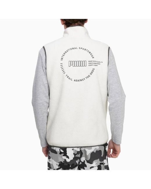 PUMA White Xtg Trail Fleece Full Zip Pocket Vest for men