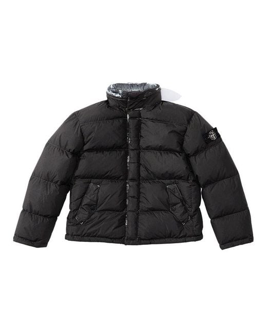 Supreme X Stone Island Painted Camo Crinkle Down Jacket in Black