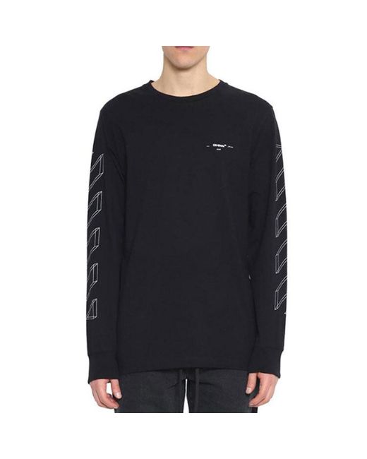 Off-White c/o Virgil Abloh Blue 3D Printing Hollow Out Arrow Long Sleeves T-Shirt for men