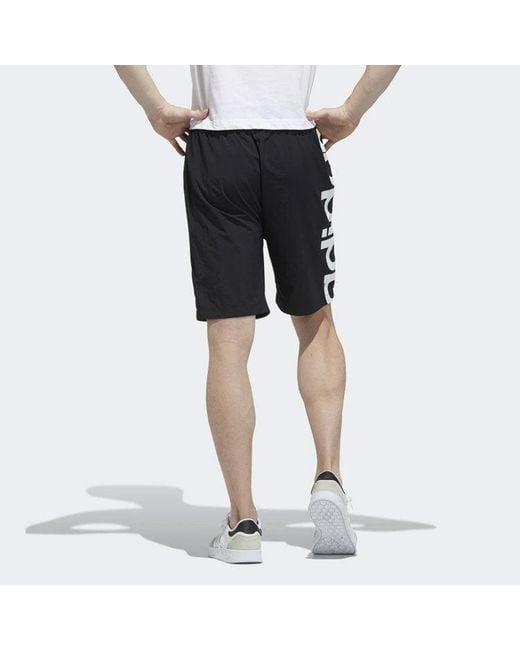 Adidas Black Neo Side Large Logo Athleisure Casual Sports Shorts for men