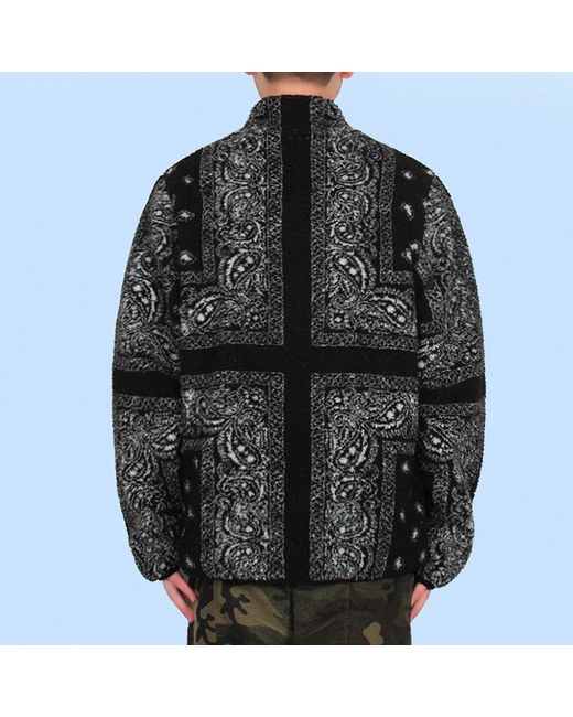 Supreme Green Reversible Bandana Fleece Jacket for men