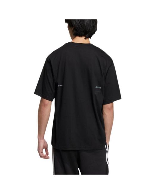 Adidas Black Originals Round Neck Dropped Shoulder Sleeves Large Logo Printing Short Sleeve T-Shirt for men