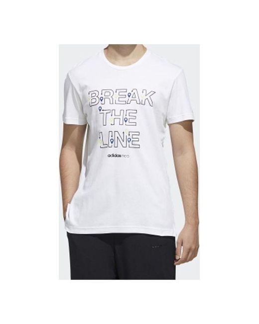 Adidas White Neo Sports Round Neck Short Sleeve for men