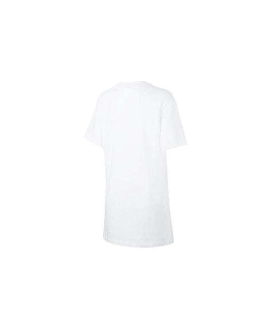 Nike White (Wmns) Sportswear Essential Logo Embroidery Knitted Short Sleeve Dress