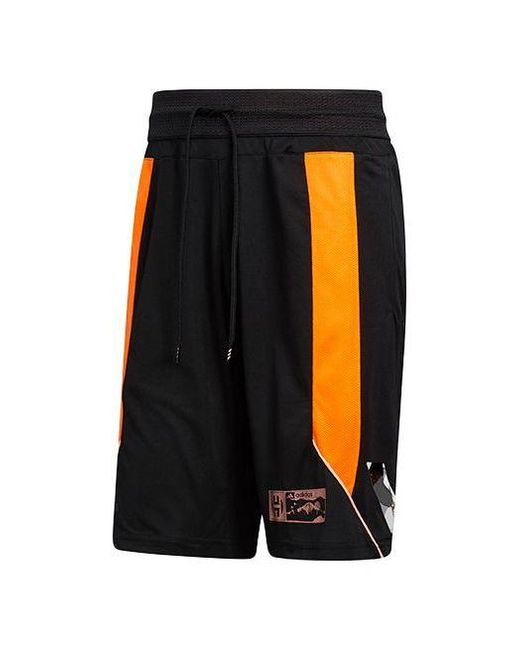 Adidas Black Hdn Gu Kick 365 Contrasting Colors Printing Loose Basketball Sports Shorts for men