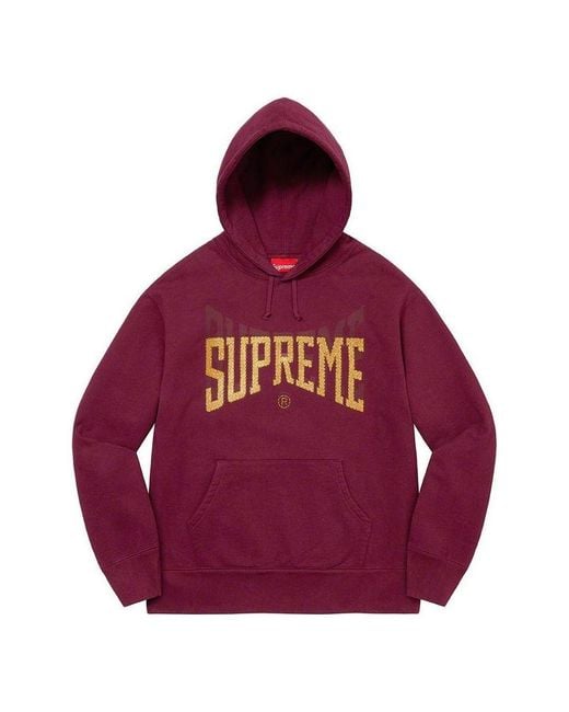 Supreme Red Rhinestone Shadow Hooded Sweatshirt for men