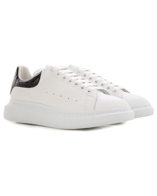 McQueen White Oversized Sneaker Crocodile' for men