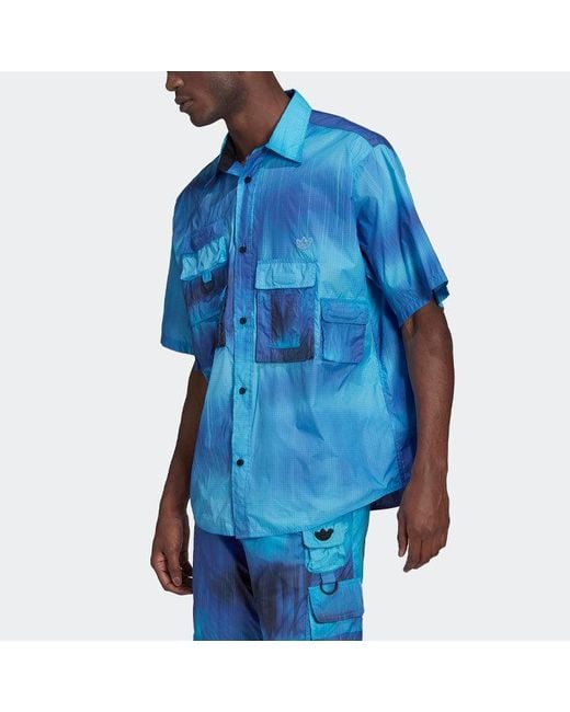 Adidas Blue Gradient Pocket Sports Short Sleeve Shirt for men