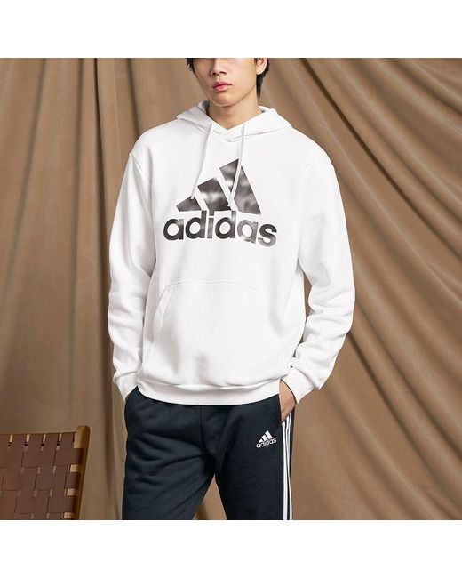 Adidas White Camo Print French Terry Hoodie for men