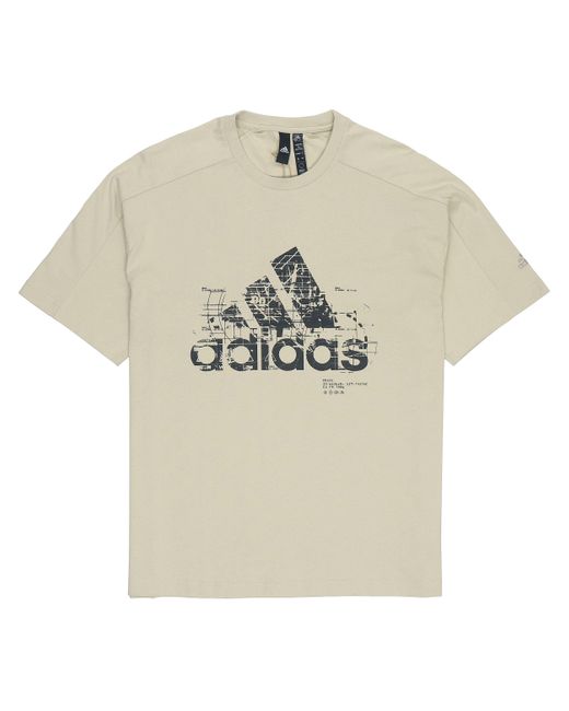 Adidas Natural M Prsve Bos Tee Athleisure Casual Sports Logo Round Neck Short Sleeve Khaki for men