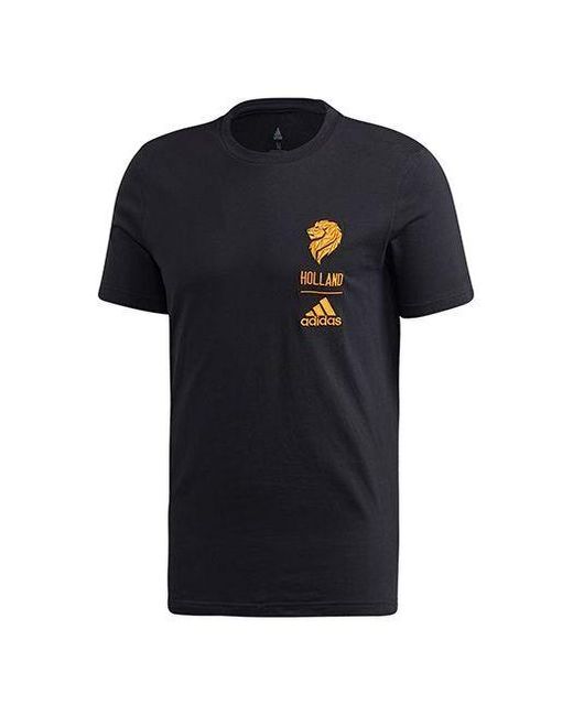 Adidas Black Hol Ci Tee Printed Sports Football Training Short Sleeve for men