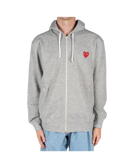 COMME DES GARÇONS PLAY Gray (Wmns) Small Emblem Zip Hooded Sweatshirt Az-T311-051-1