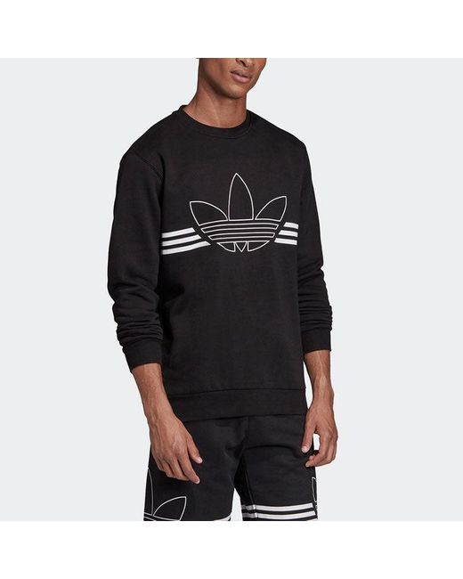 Adidas Blue Originals Outline Crw Flc Casual Loose Round Neck for men