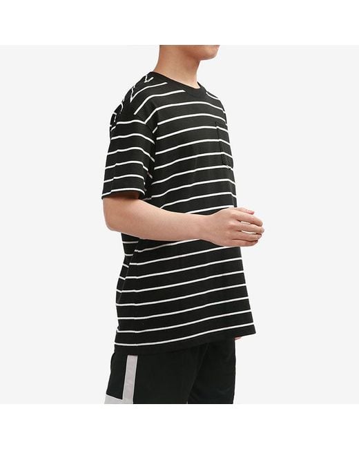 Nike Black Sportswear Sports Breathable Stripe Short Sleeve for men