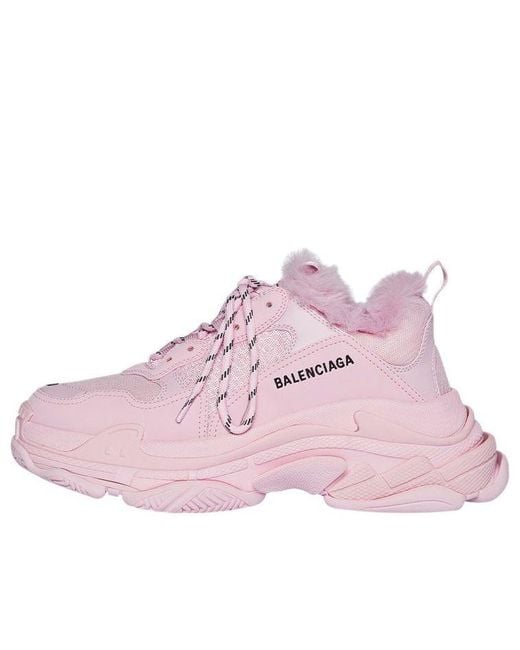 Balenciaga Pink (Wmns) Triple S Sneaker Fake Fur