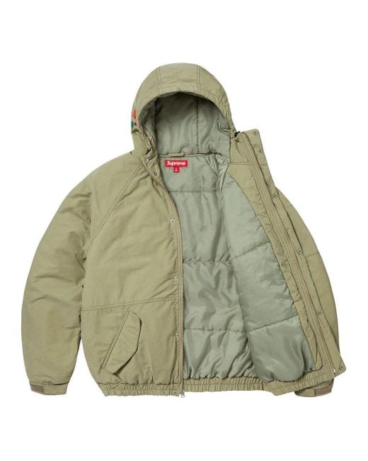 Supreme Green Needlepoint Hooded Jacket for men