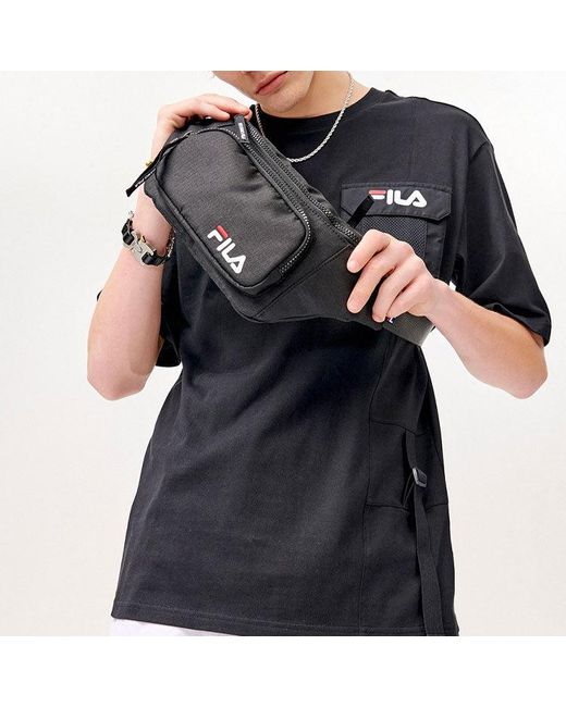 Fila Black Multiple Pockets Round Neck Pullover Short Sleeve for men